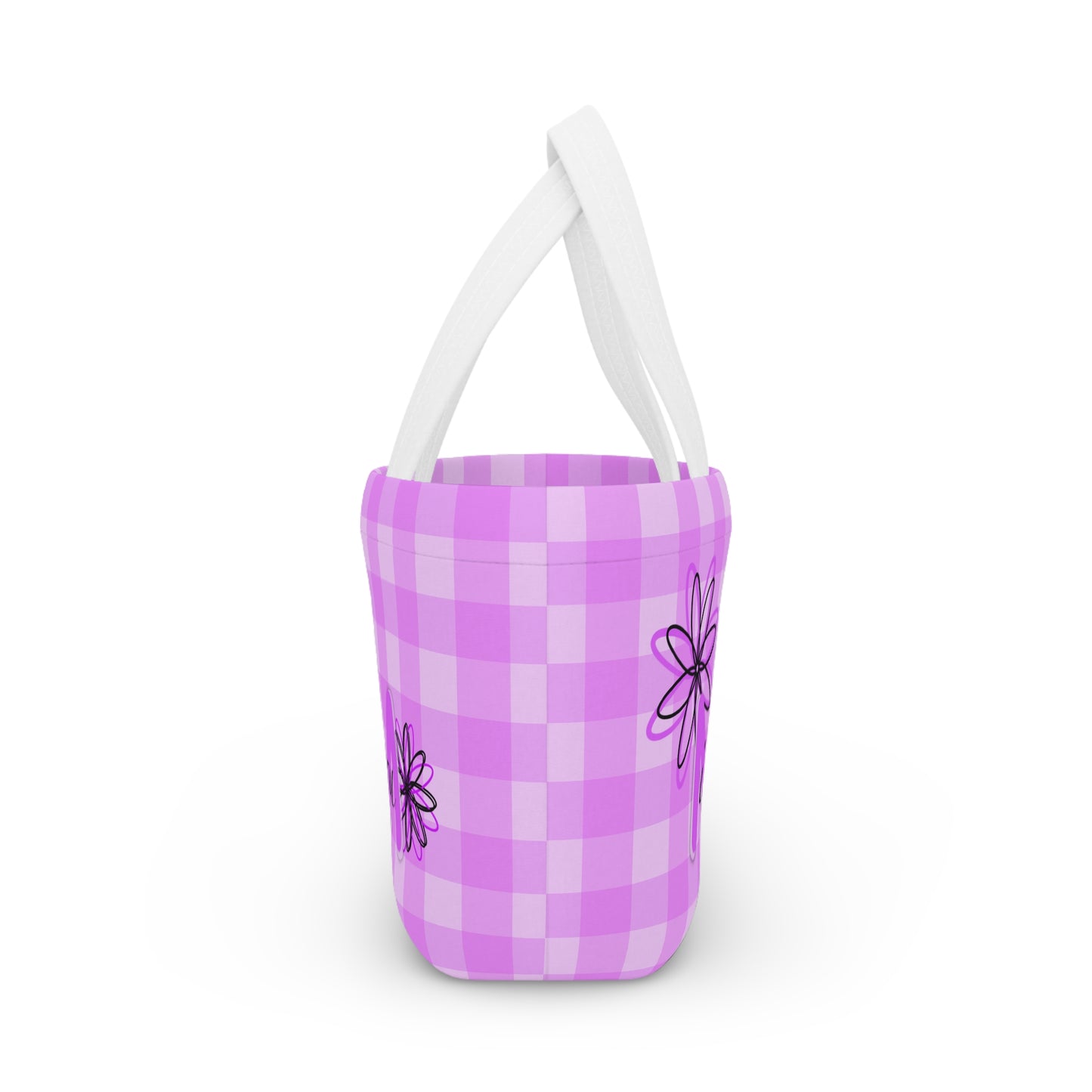 I Love You Mom Lunch Bag — Pink Gingham Floral Insulated Tote