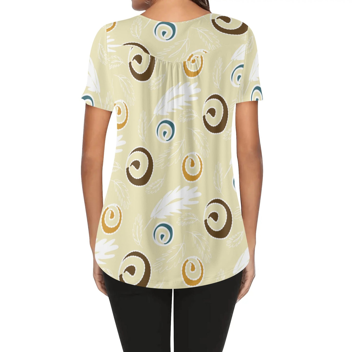 Womens Scoop Neck Short sleeve Loose Blouse
