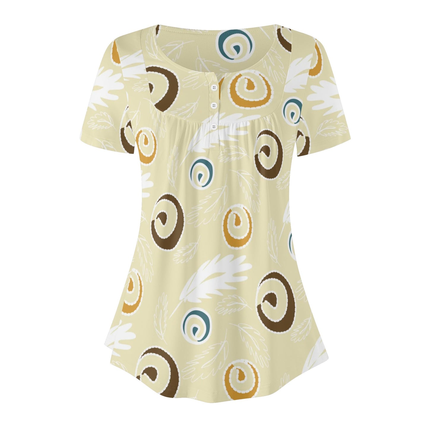 Womens Scoop Neck Short sleeve Loose Blouse